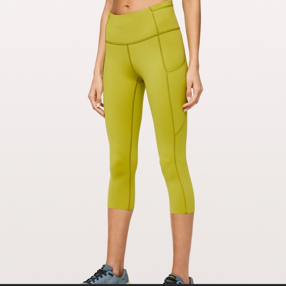 Lululemon Fast and Free High Rise Crop 19” Golden Lime | NULUX 🐠🥎🍋